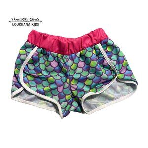Urban Smalls 6Y Colorful Mermaid Fish Scales Athletic Shorts